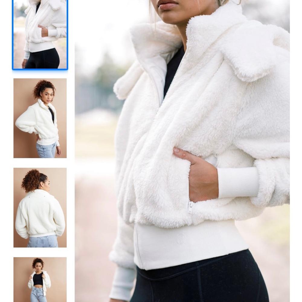 Amy Full zip Sherpa jacket in oatmeal and Heather grey